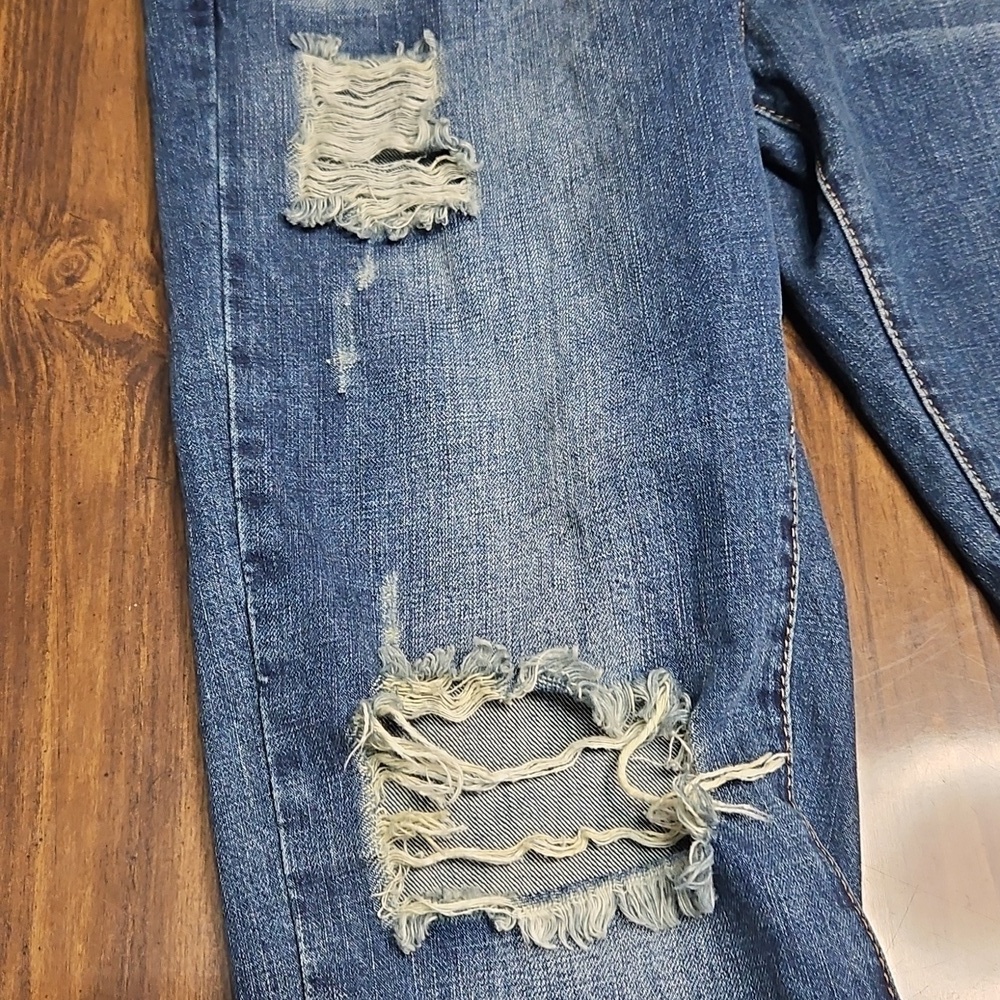 Machine Blue Relaxed Fit Distressed Jeans - Picture 8 of 15